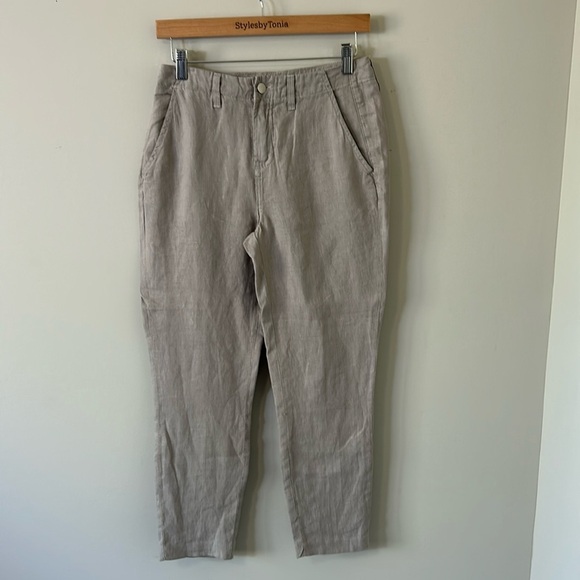 LAGENCE Roselyn High Rise Linen Trouser Cinder Cropped Pockets Sz 25 NEW - Picture 1 of 10